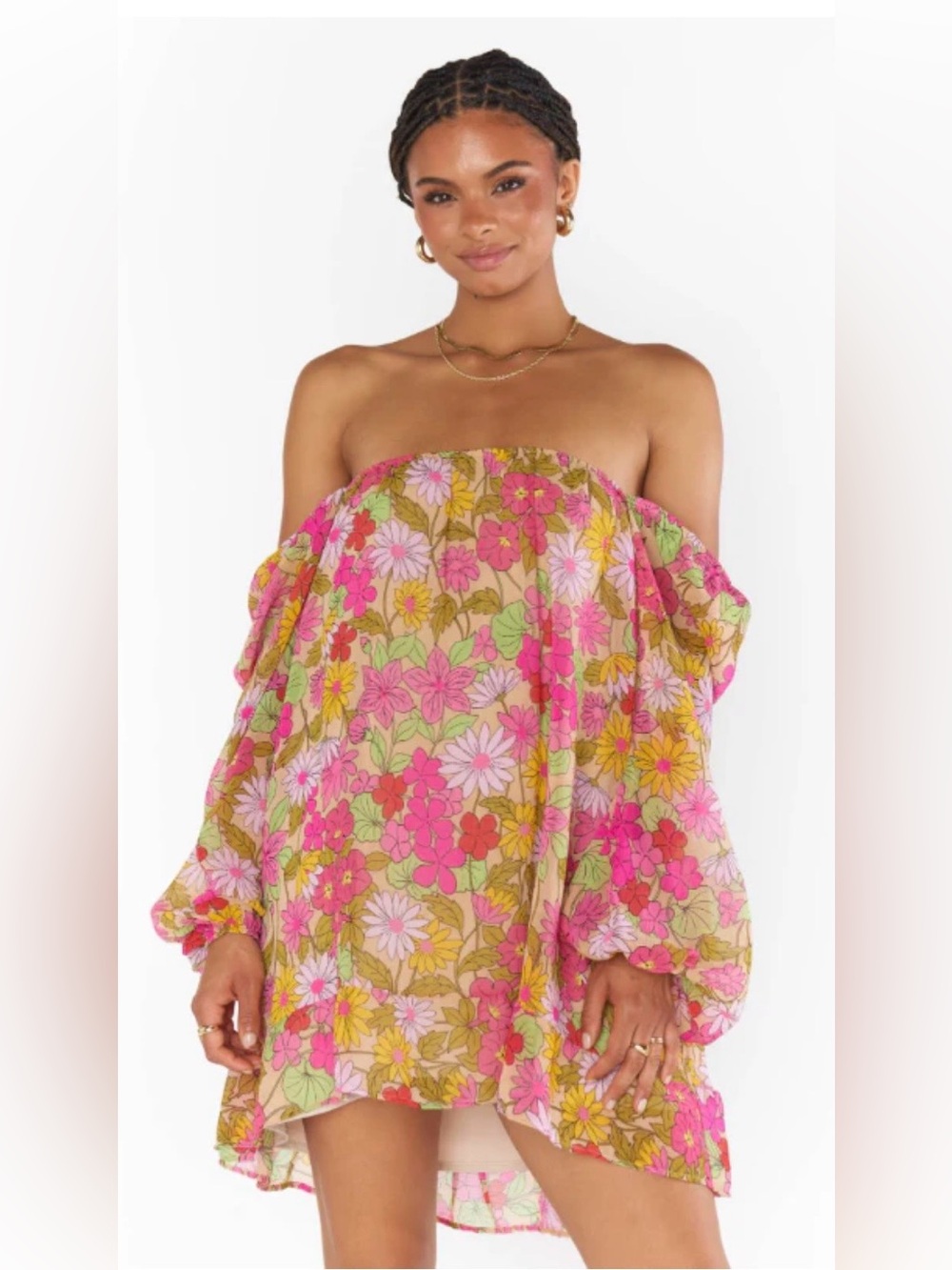 NWT Show Me Your MuMu Briar Mini Dress - Cottagecore Floral Puff Sleeve - Medium - Picture 3 of 15